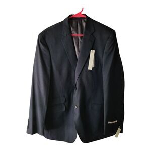 Perry Ellis Portfolio Slim Fit Dk Bl Solid Two Button Separate Suite Blazer 43R